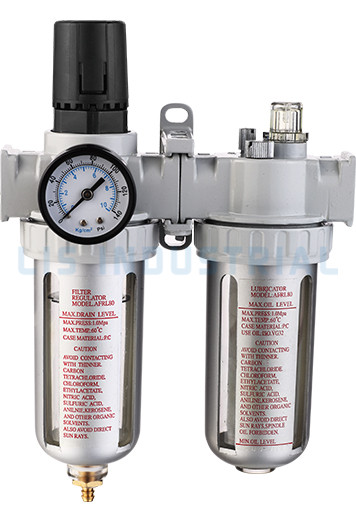 Filtro AFRL80 con Manómetro y Regulador de Presión Lubricador 1/4